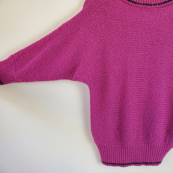 Gitano Womens Vintage Magenta Collared Knit Sweater 3/4 Sleeve V-neck Shawl SzS - Picture 8 of 13